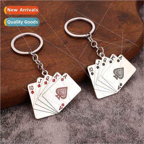 mulation playing cards metal key pendant key ring accessorie