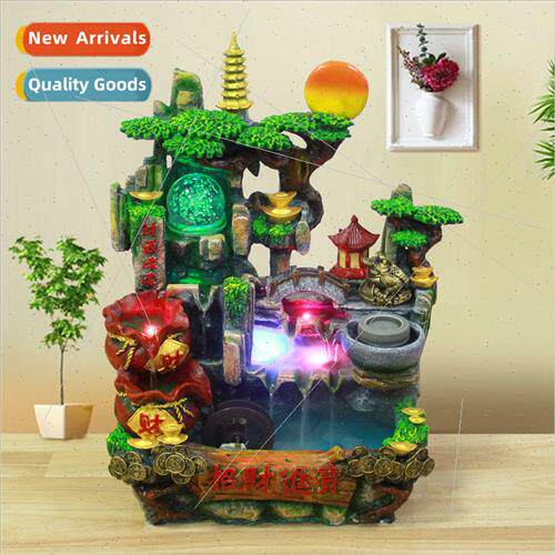 Creative golden toad inviting wealth resin desktop water flo