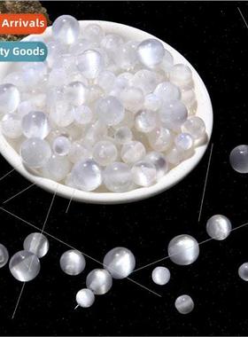 Resin imitation cat eye round beads white straight hole loos