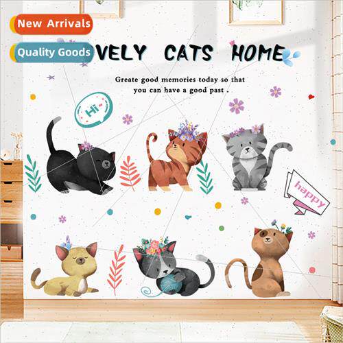 SK7184 cartoon hand-painted colorful cat self-adhesive stick