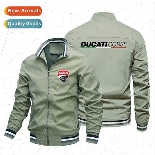Fall new mens biker printed jacket set mens riding cardigan