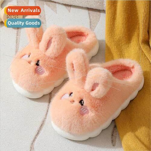 Winter cute thick bottom couple bunny plush cotton slippers