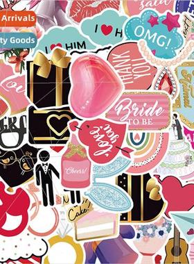 52 wedding cartoon series stickers suitcase water cup laptop