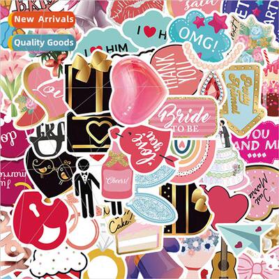 52 wedding cartoon series stickers suitcase water cup laptop