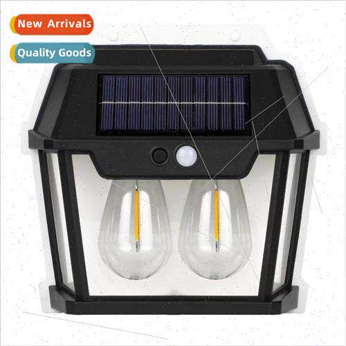 2023 new solar sensor light tungsten warm light wall light p