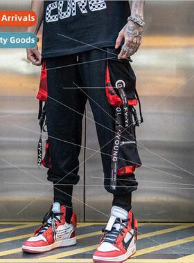 Spring and summer ins overalls pants men card drawstring fee