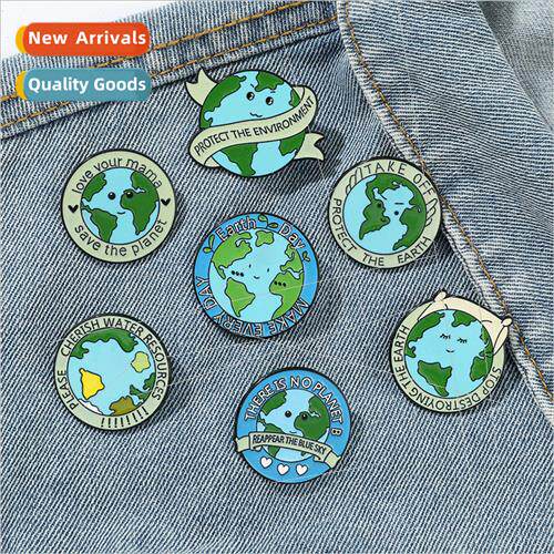 Caring 适用 the Earth Brooch Earth Day Metal Badge Green Rou