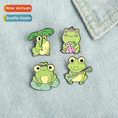 Creative cute little frog alloy brooch nerdy frog talk guita