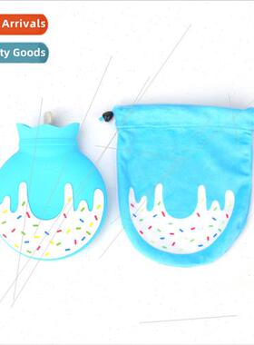 New silicone hot water bag velvet warm water bag small porta