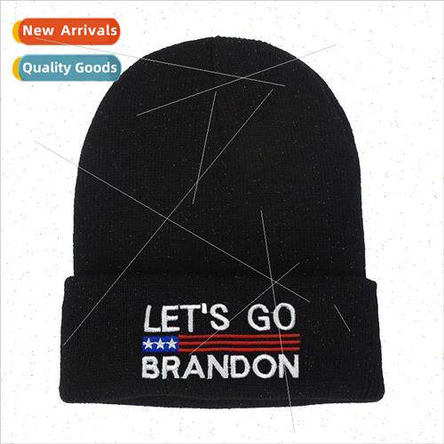 U.S. election LET`S GO BRANDON embroidery knitted cap wool c