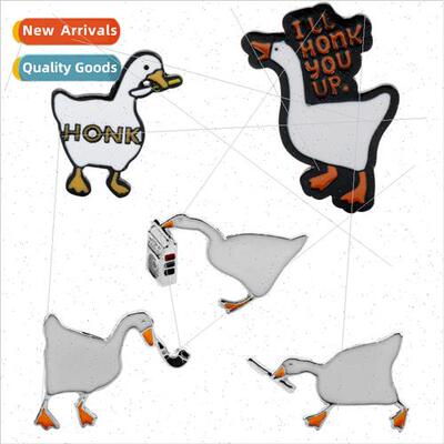 Cute cartoon creative swan brooch swan smoking gripper radio