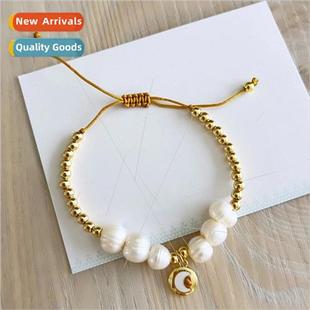 and elegant beads new pearl copper simple tag Fashion moon