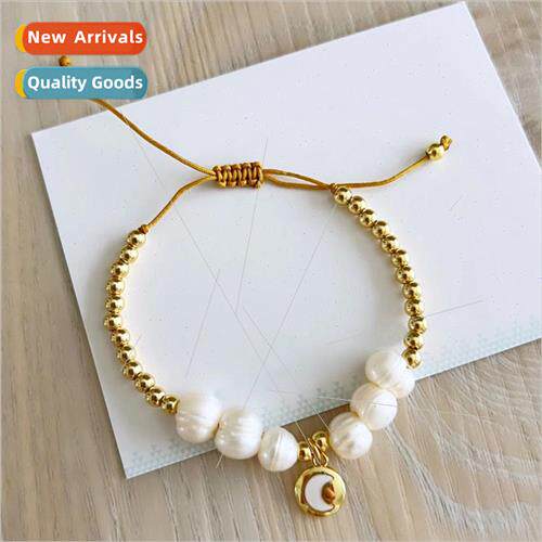 Fashion  new simple and elegant moon tag copper beads pearl