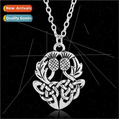 New retro  personalized Scottish thistle pendant necklace me