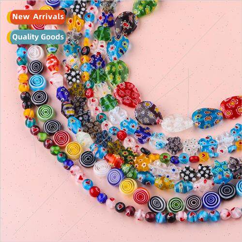 Thousand Flowers Glaze Plum Blossom Heart Loose Glass Beads