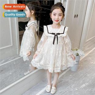 spring lace girls childrens Korean the 2023 dress