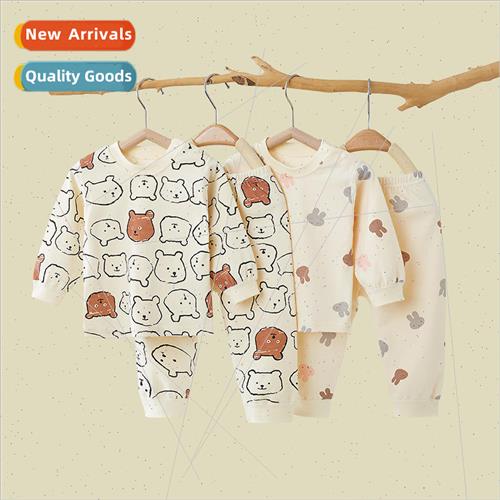 Baby fall coat and pants set of cotton childrens underwear b
