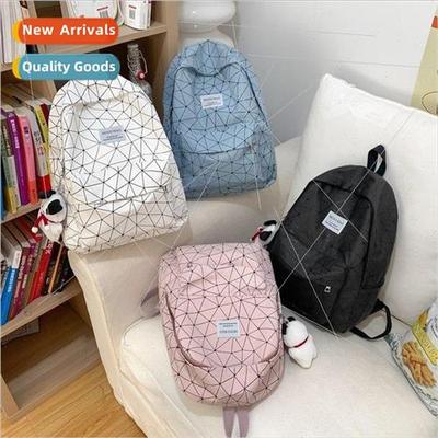 New pu diamond lattice literary female students shoulder bag