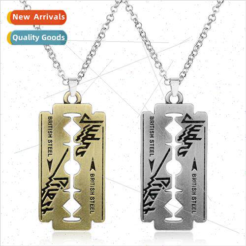 British rock band Judas Priest razor blade necklace hipster