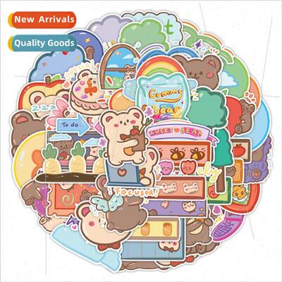50 cute brown bear stickers cell phone water cup refrigerato
