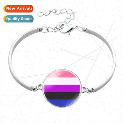 mple Fashion Rainbow Flag Time Gemstone Alloy Bracelet Cryst