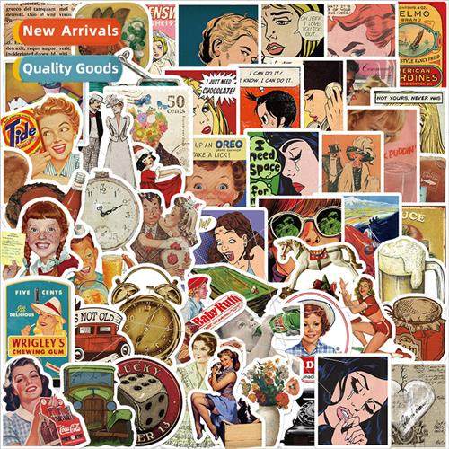 52pcs of retro nd era graffiti stickers decorative guitar lu