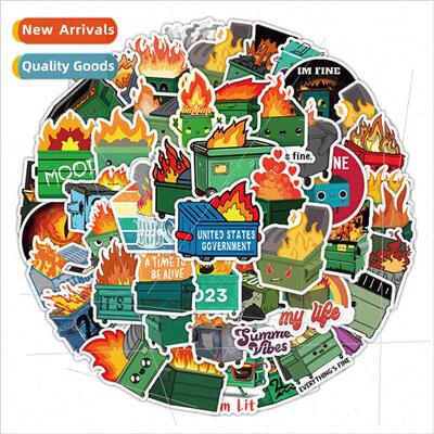 50 pcs Trash Can Fire Cartoon Doodle s Decoration ggage Cell