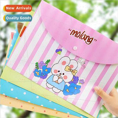 Cartoon A4 file bag cute rabbit snap button organizer studen