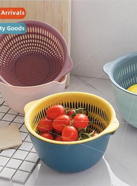 Household kitchen double plastic hollowing dishwashing baske