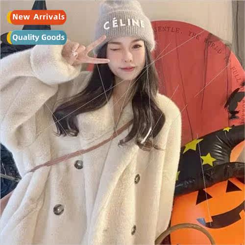2023 fall and winter thickened long suit collar imitation mi
