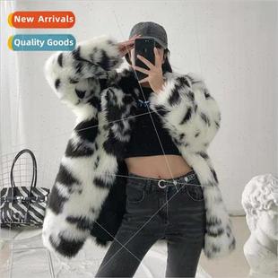 fur fashion imitation female coat fox pattern cow new 2022