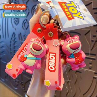 cartoon strawberry bear keychain female cute nd exquisite dr