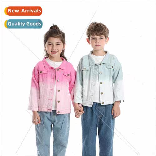 Childrens gradient color denim jacket fall fashion unisex lo