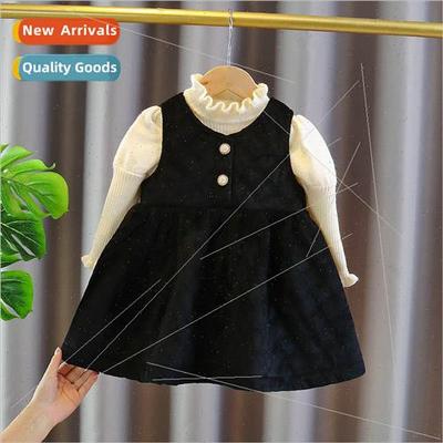 Girls dress 2023 winter Korean  of the new baby girl solid c
