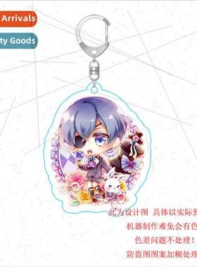 Anime  keychain Black Deacon Char Acrylic double-sided penda