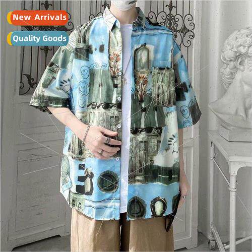 retro flower shirt men and women summer large size summer Ha