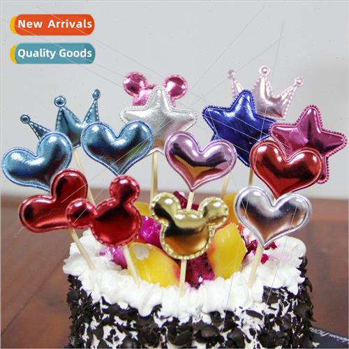 New  cake inserts birthday insert flag pu leather star love
