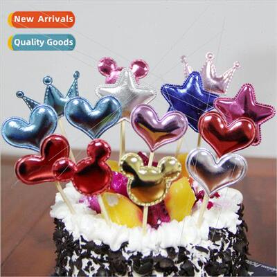 New  cake inserts birthday insert flag pu leather star love