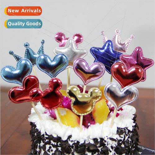 New  cake inserts birthday insert flag pu leather star love