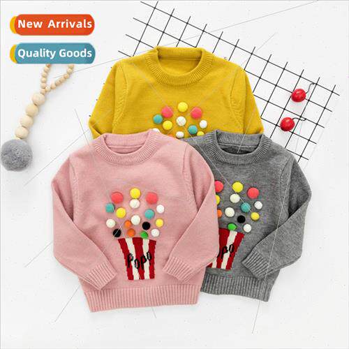 Childrens sweaters fall and winter new small girls popcorn r