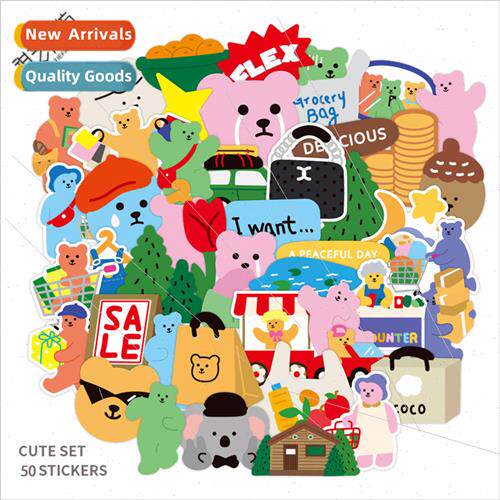 50 Korean abstract bear stickers handbook cell phone chargin