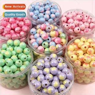 cream heart diy acrylic beading plating beads Korean round