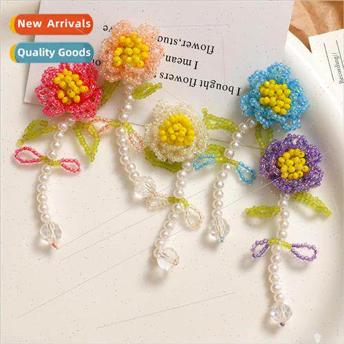 Fairy wind sweet pearl rose bouquet earrings female diy weav