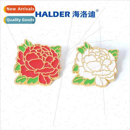 All the way to flowers red peonies flower plant metal badge