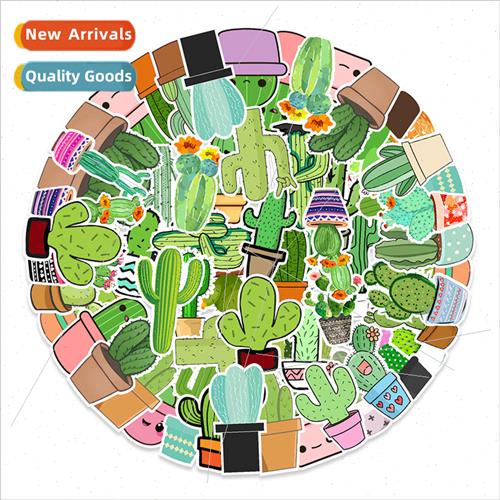50 pcs of green plants cactus doodle stickers car luggage wa