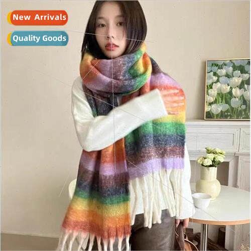 Korean autumn and winter dopamine color system warm scarf fe