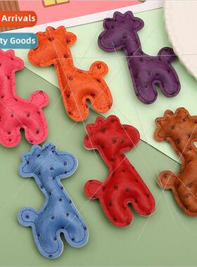Cute cartoon leather giraffe pendant DIY keychain accessorie