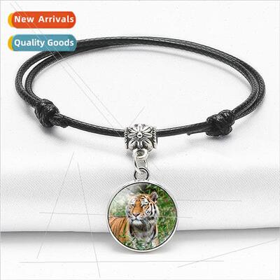 Tiger Time Gemstone Stch Bracelet Black mple Length Adjustab