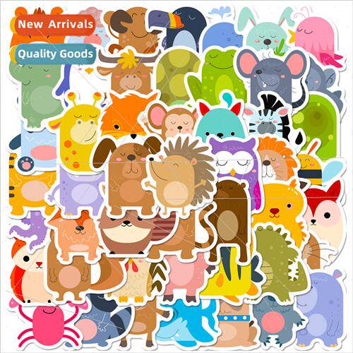 50 round animal stickers cute cartoon fun round small animal