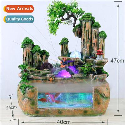 Glass wigwam fountain feng shui wheel desktop fish tank offi